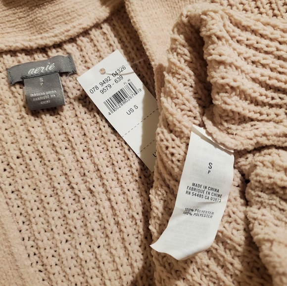 NWT Women's Aerie Soft & Cozy Blush Pink Pinkmas Chenille Open Cardigan Sweater - Picture 7 of 9